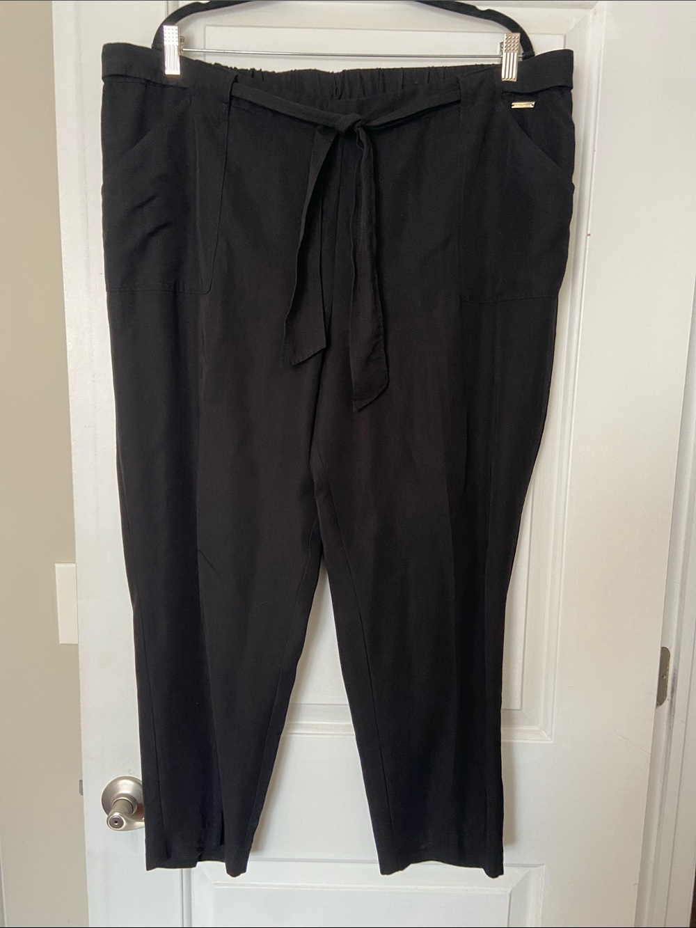 Nine West Black Tie-Waist Pull On Trousers